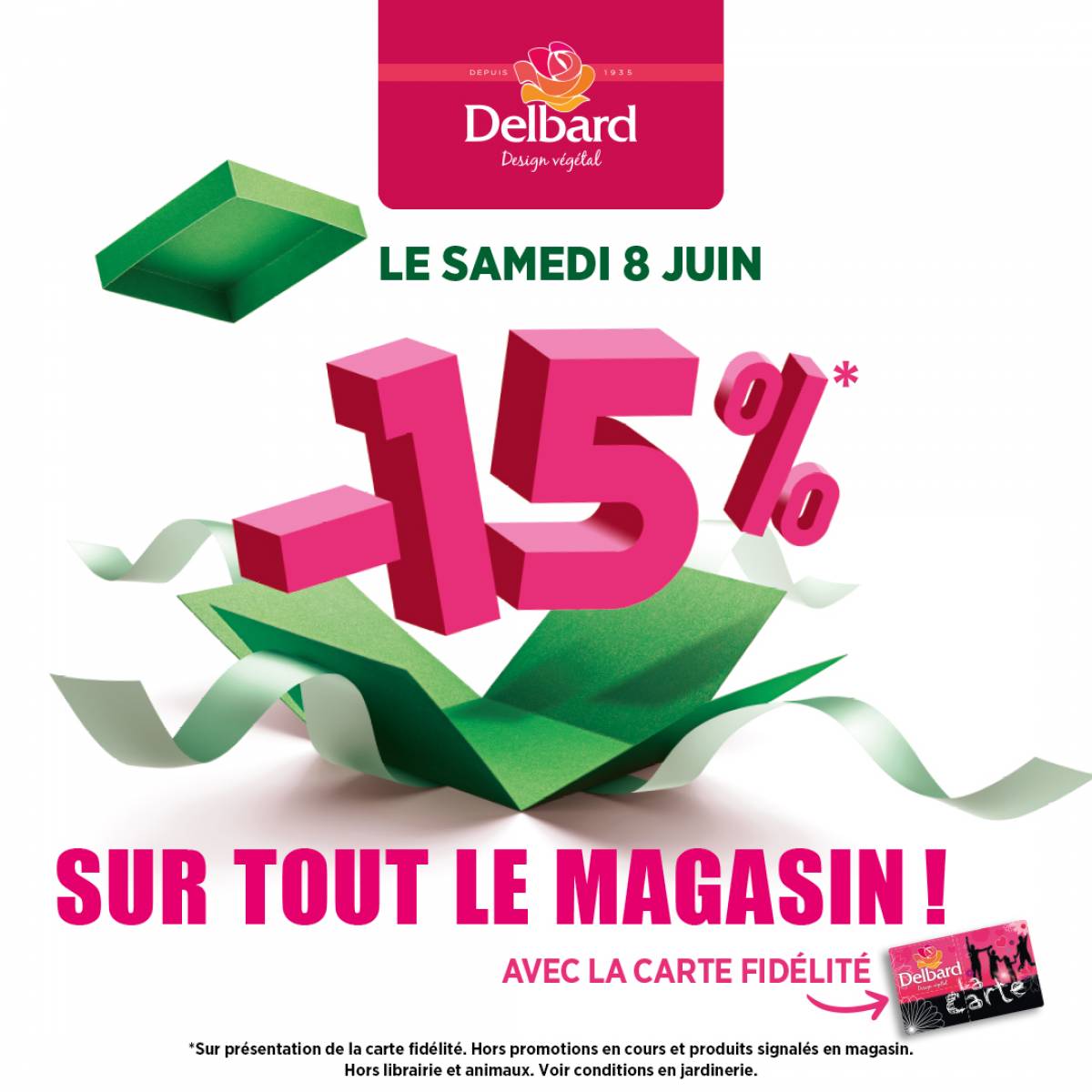 Offre spéciale, samedi 8 Juin -15% sur tout le magasin !